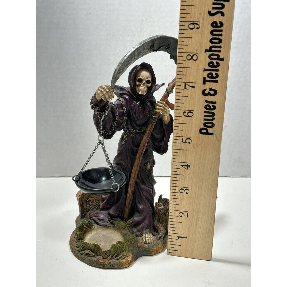 Summit Collection Grim Reaper Statue Scythe Scale Purple Robe Gothic fantasy 9in - Picture 4 of 11